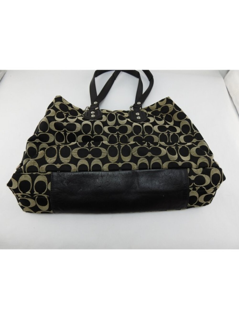 VTG Coach Signature Ashley Black Tan Canvas Leather Shoulder Bag Handbag Tote - Picture 5 of 11